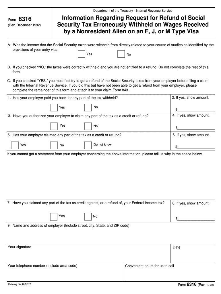  How to Fill Form 8316 Explain 1992