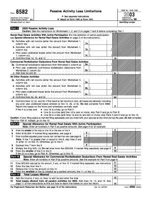 Form 8582 Fill in Version Passive Activity Loss Limitations