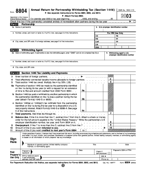 Form 8804 Fill in Version Annual Return for Partnership Withholding Tax Section 1446