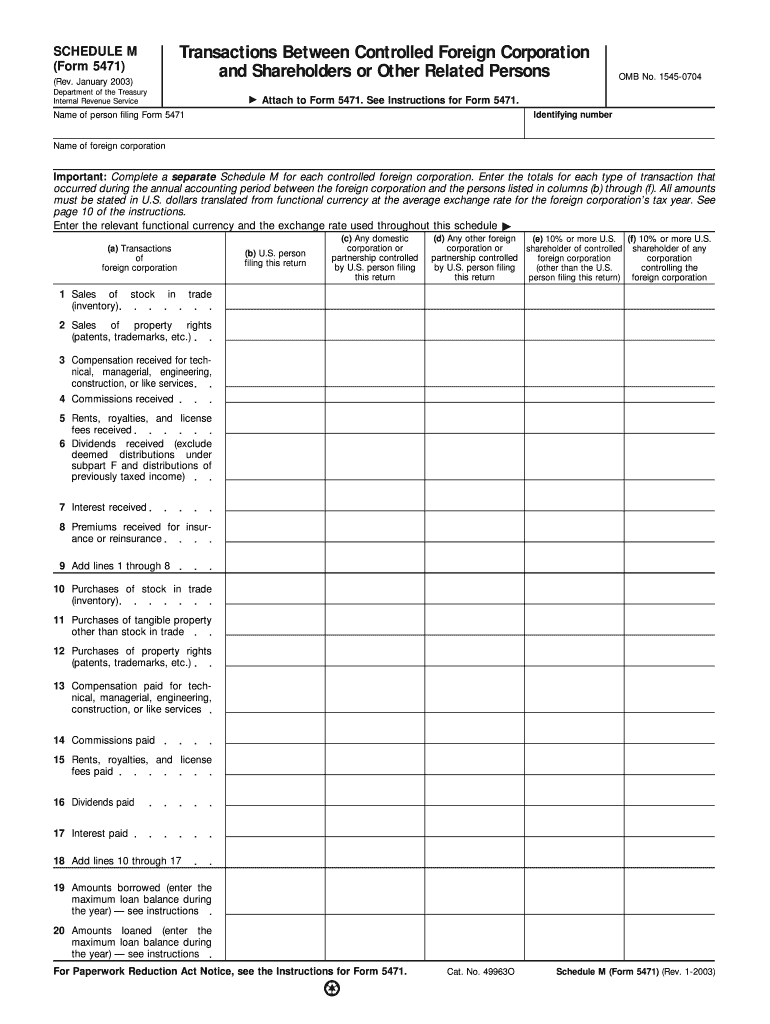 5471 Schedule M for Form