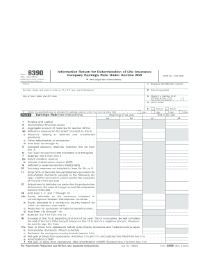 Form 8390 Rev April Information Return for Determination of Life Insurance Company Earnings Rate under Section 809