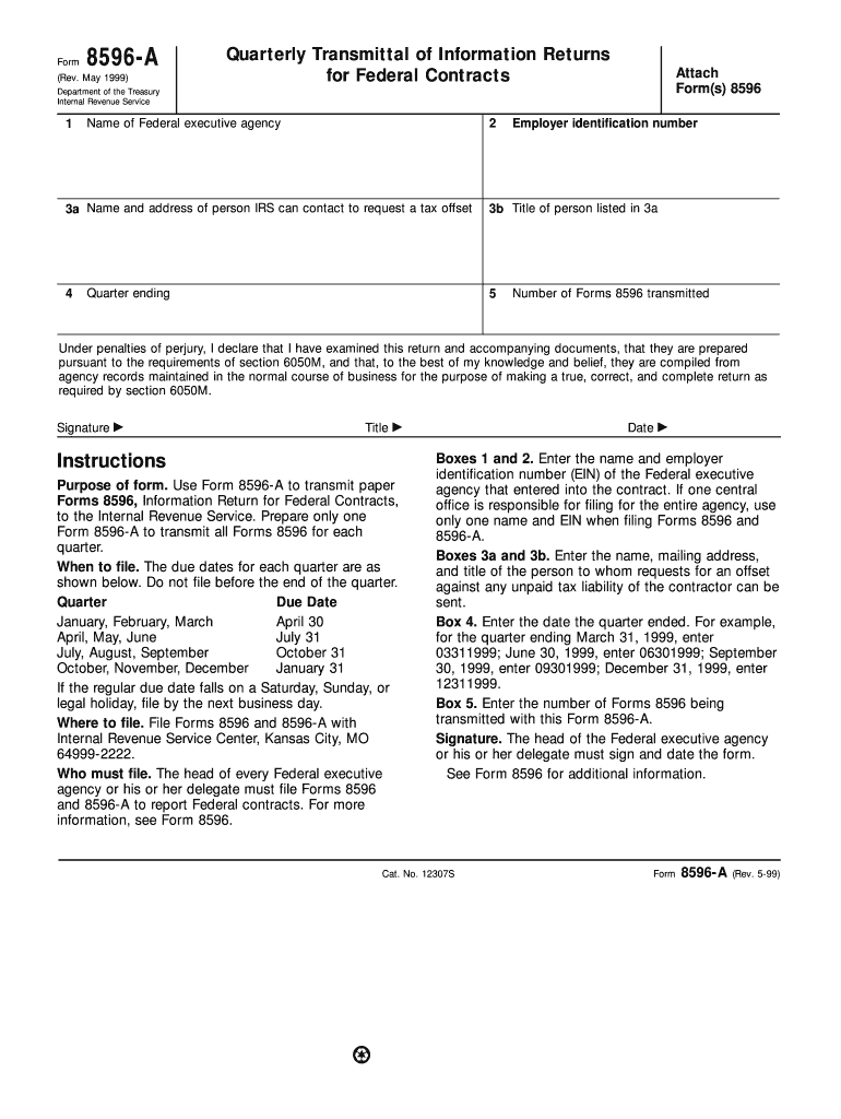 Form 8596 a Rev May