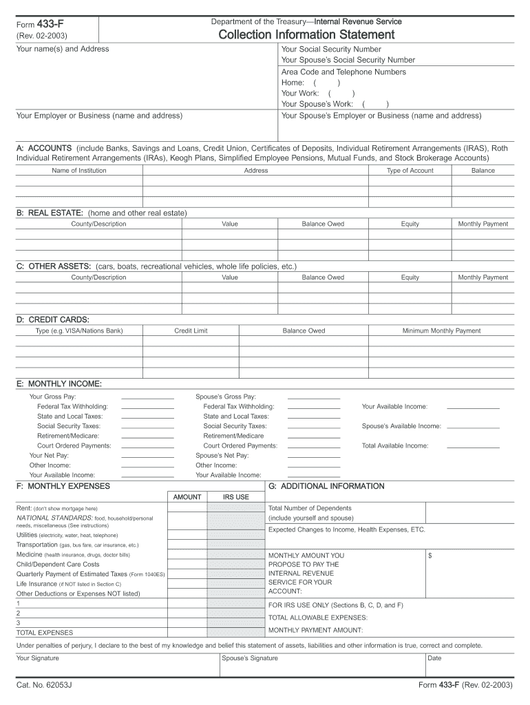  4333f Irs Code Form 2003