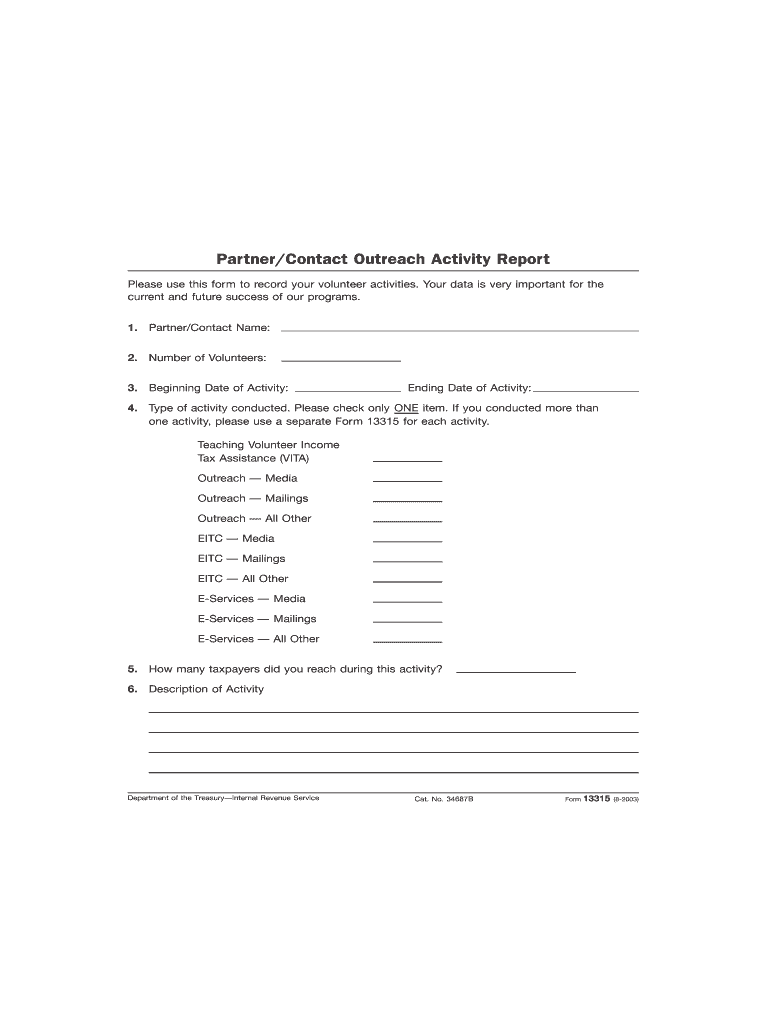 Form 13315 Rev August