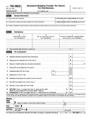 Form 706GSD Rev June Fill in Version Generation Skipping Transfer Tax Return for Distributions