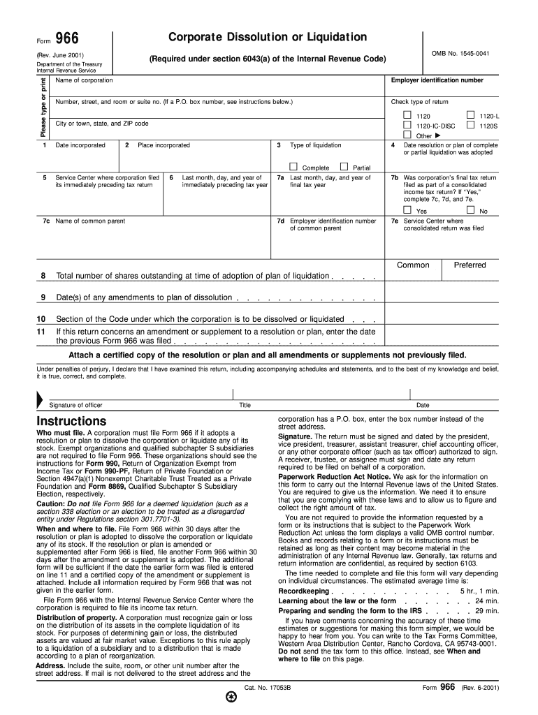 Get and Sign Form 966 Rev June , Fill in Version