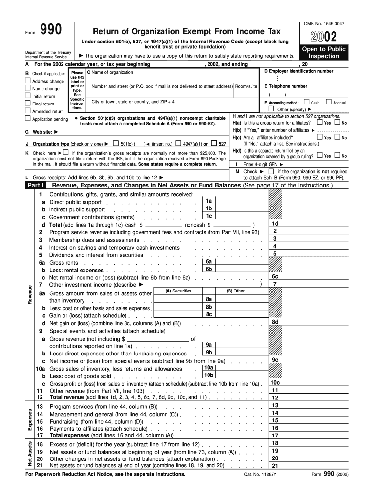 Form 990 Fill in Version Return of Organization Exempt from Income Tax