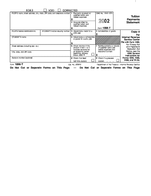 Form 1098 T Fill in Version Tuition Payments Statement