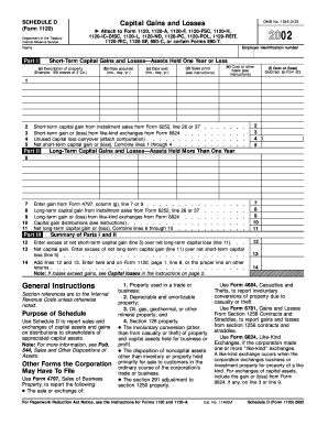 Schedule D Form 1120 Fill in Version Capital Gains and Losses