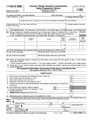 Form 1120 IC DISC Fill in Version Interest Charge Domestic International Sales Corporation Return