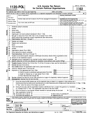 Form 1120 POL Fill in Version U S Income Tax Return for Certain Political Organizations