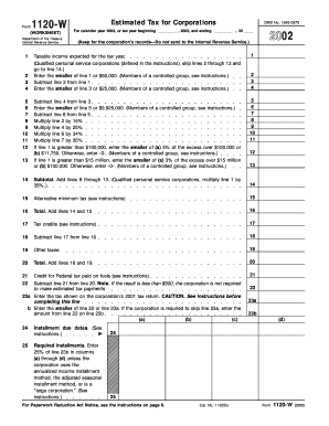 Form 1120 W Fill in Version Estimated Tax for Corporations