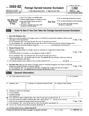 Form 2555 EZ Fill in Version Foreign Earned Income Exclusion