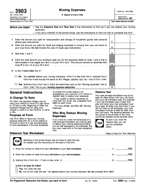 Form 3903 Fill in Version Moving Expenses