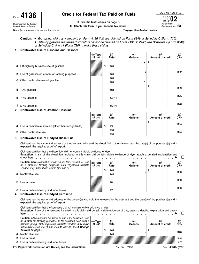 Form 4136 Fill in Version Credit for Federal Tax Paid on Fuels