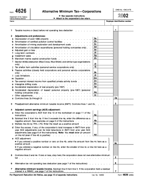 Form 4626 Fill in Version Alternative Minimum Tax Corporations