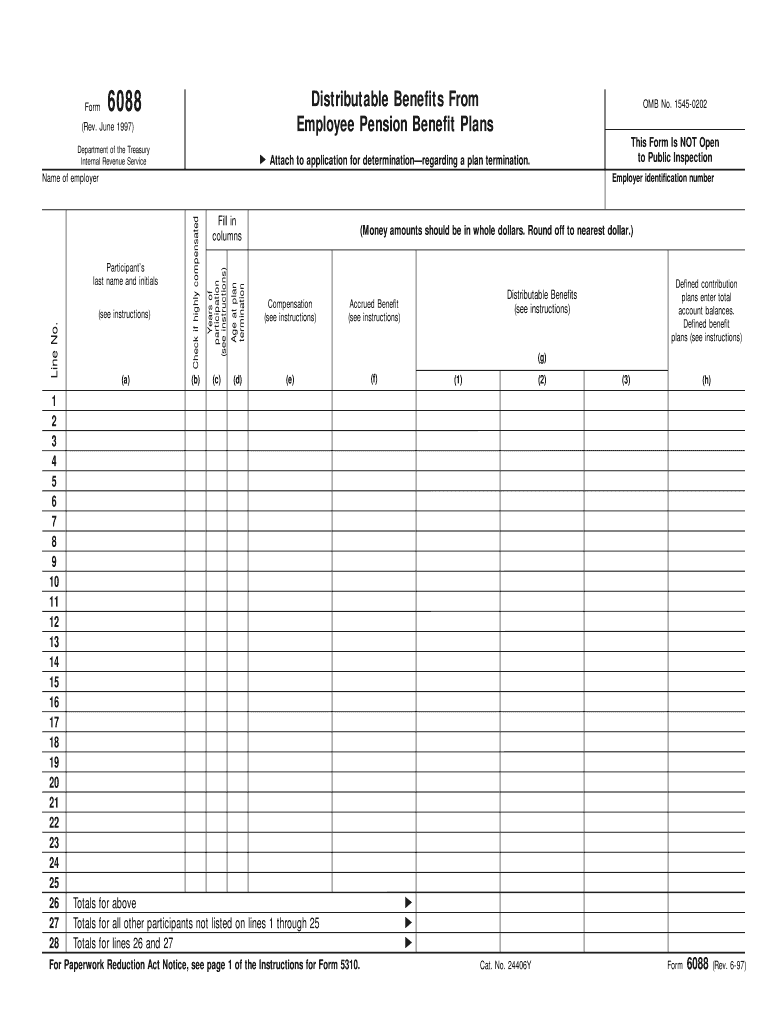 Form 6088 Rev June Fill in Version Distributable Benefits from Employee Pension Benefit Plans