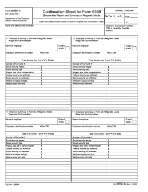 Form 6559 a Rev January Fill in Version Continuation Sheet for Form 6559