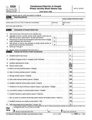 Form 8328 Rev November Fill in Version Carryforward Election of Unused Private Activity Bond Volume Cap