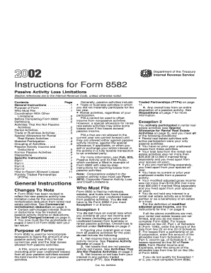 Instructions for Form 8582 Passive Activity Loss Limitations