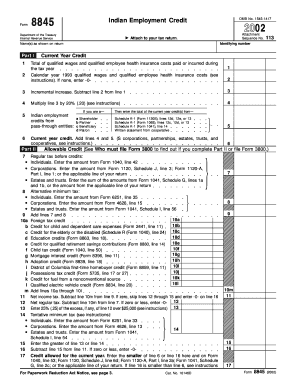 Form 8845 Fill in Version Indian Employment Credit