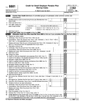 Form 8881 Fill in Version Credit for Small Employer Pension Plan Startup Costs