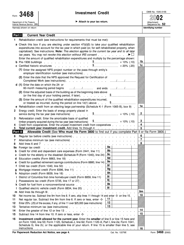 Form 3468 Fill in Version Investment Credit