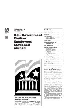 Publication 516 Rev August U S Government Civilian Employees Stationed Abroad  Form