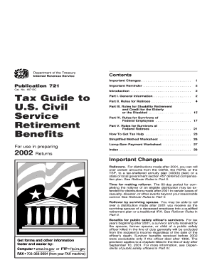 Publication 721 Tax Guide to U S Civil Service Retirement Benefits  Form