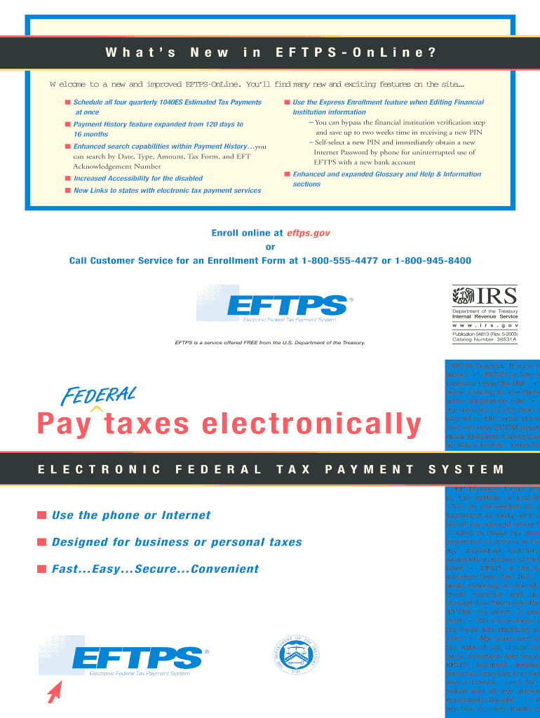 Publication 4813 Rev May EFTPS Online Education Handout  Form