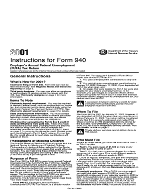Instructions for Form 940 Employer&#039;s Annual Federal Unemployment FUTA Tax Return