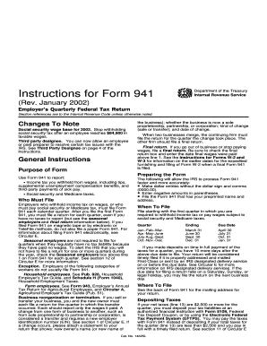 Instructions for Form 941 Rev January Employer&#039;s Quarterly Federal Tax Return