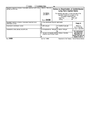 Form 2439 Fill in Version Notice to Shareholder of Undistributed Long Term Capital Gains