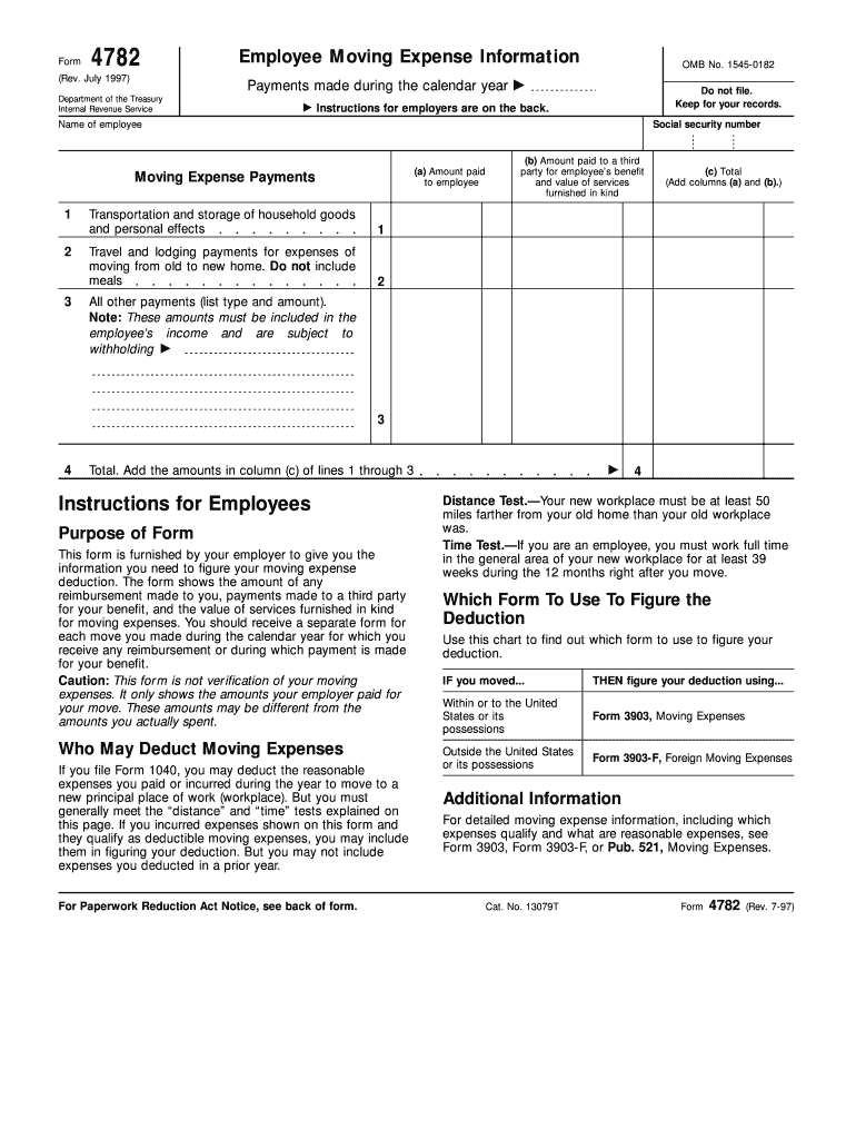 Form 4782 Rev July , Fill in Version