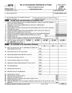 Form 4970 Fill in Version Tax on Accumulation Distribution of Trusts