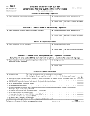 Form 8023 Rev September , Fill in Version