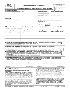 Form 8821 Rev January , Fill in Version Tax Information Authorization