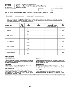 Form 8849 Schedule 4 Rev January , Fill in Version Sales by Gasoline Wholesale Distributors