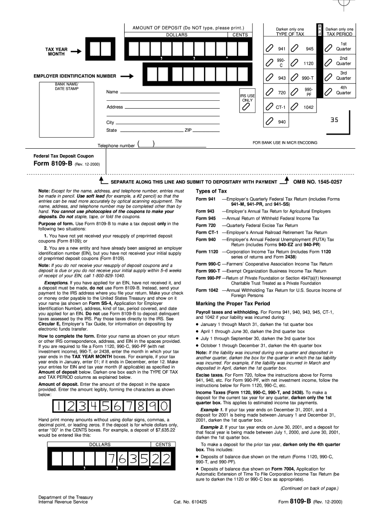  Form 8109 2000