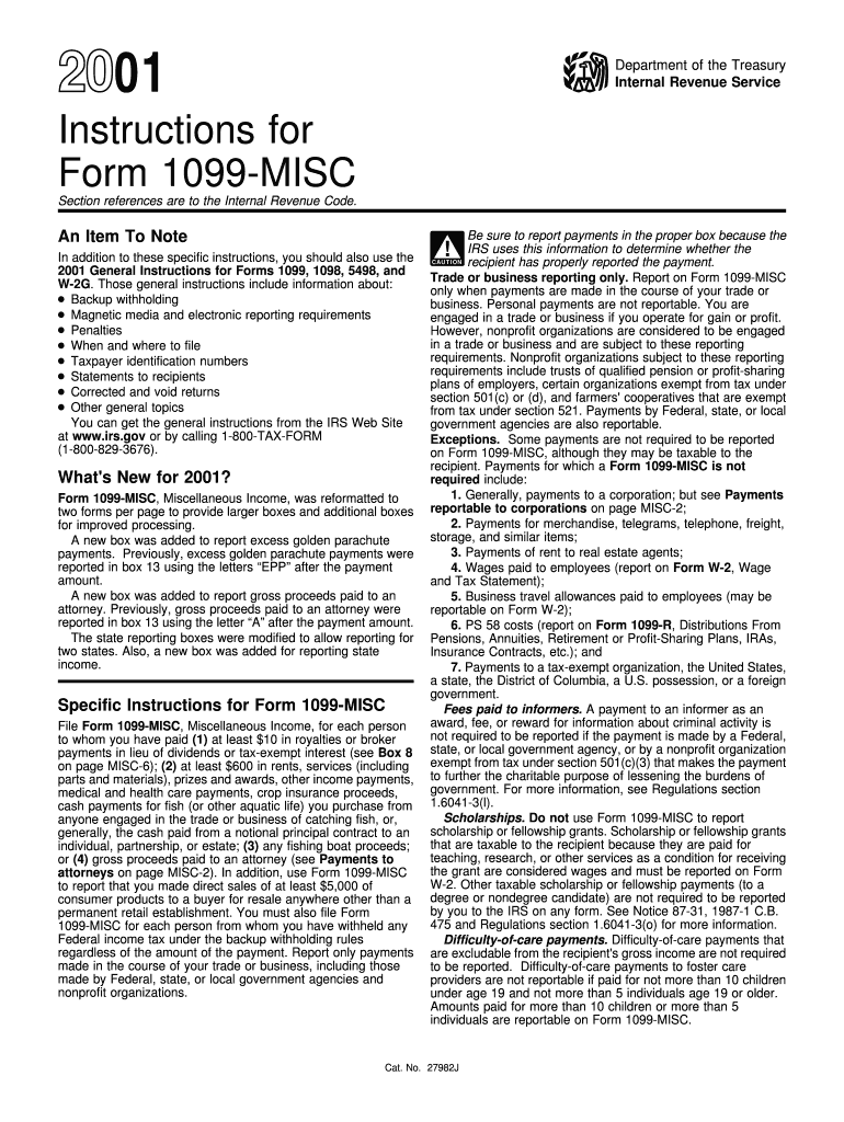 Instructions for Form 1099 MISC