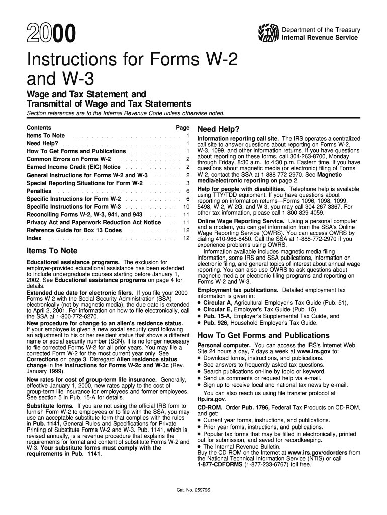 Instructions for W 2 and W 3  Instructions for W 2 and W 3, Wage and Tax Statement  Form