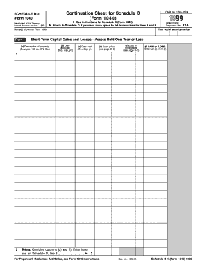 Continuation Sheet for Schedule D  Form