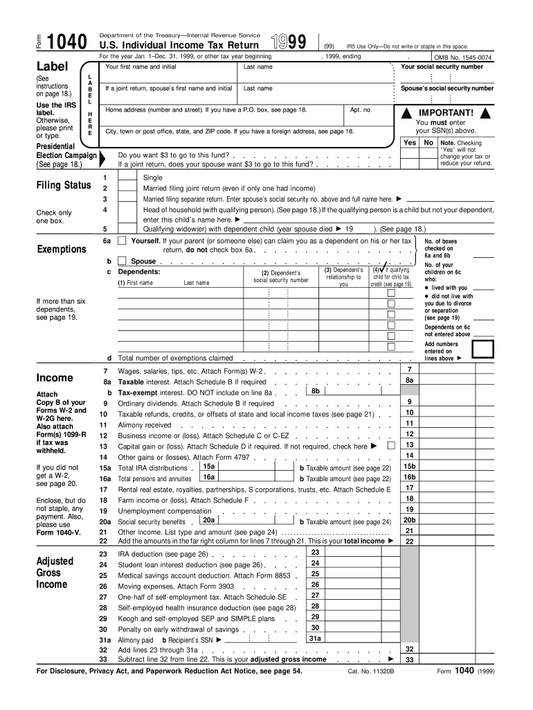  Irs Form 1999