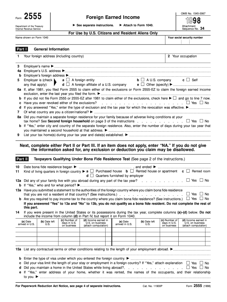  Form 2555 1998