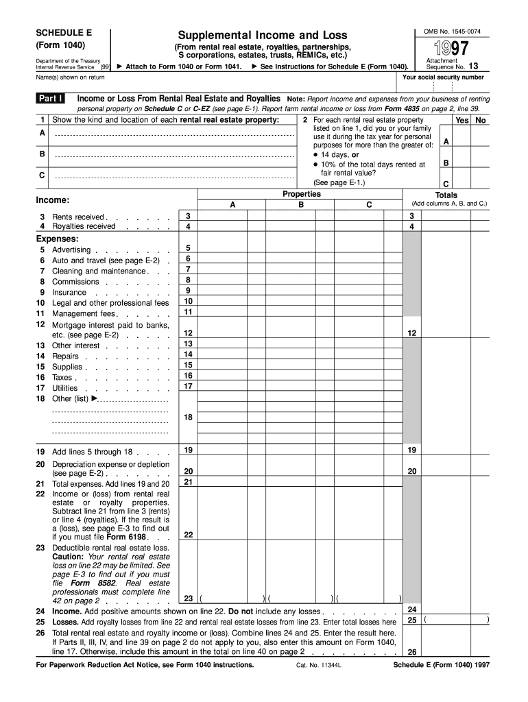 1997 Schedule E (1040 form)