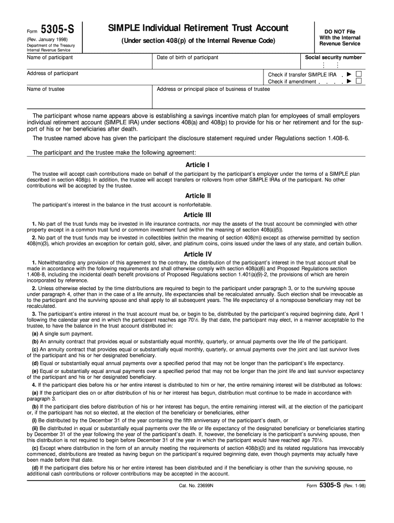  Form 5305 Simple 1998