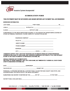 Subrogation Form