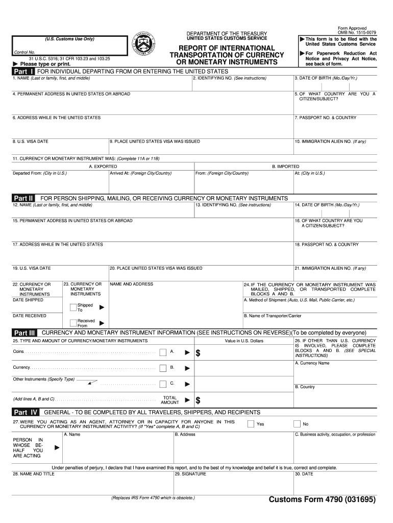 Customs Form 4790