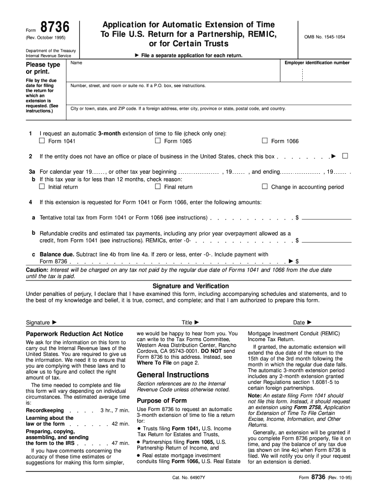 Application for Extension of Time to File  IRS Gov  Form