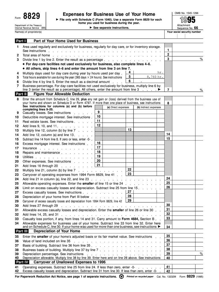 Form 8829 Expenses for Business Use of Your Home